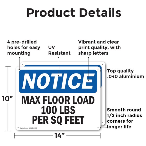 Max Floor Load 100 Lbs Per Sq Foot, 14 In W X Rectangle, Aluminum